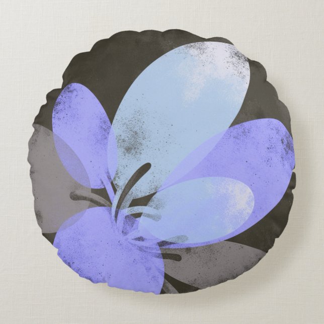 Lila blomsterrund kudde – Modern minimal blomsterd (Framsidan)