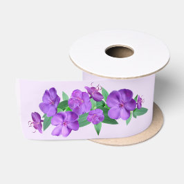Lila blomstersatinsband