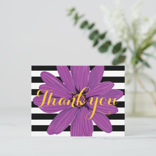 Lila Blomsvarta och vita band Vykort (Stående Fram)