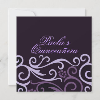 Lila blomvirvel Quinceañera-inbjudan Inbjudningar