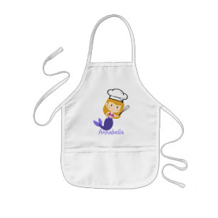 Lila Blonde Sjöjungfru Chef personalize Barnförkläde