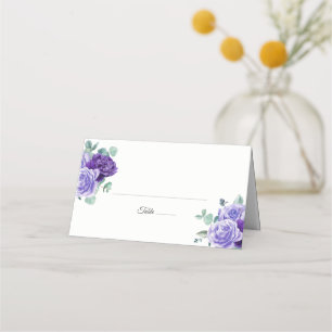 Lila Bloom Eucalyptus Botanical Bröllop Placeringskort