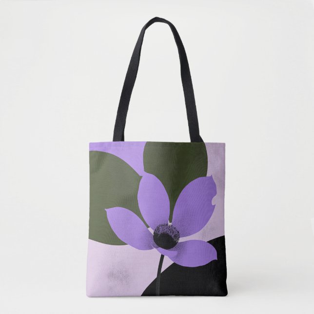 Lila Bloom Modern handväska – Bold Botanical Mini Tygkasse (Framsida)