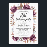 Lila Bloom Watercolor 21:a födelsedagsinbjudan Inbjudningar<br><div class="desc">Mer söt Modern Blommigt Watercolor Birthday-inbjudan i Little Bayleigh Store!</div>