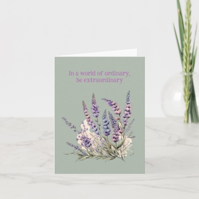 Lila Blooms: Blank Blommigt Card - mångsidig diagr Kort (Framsida)