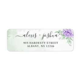 Lila Blooms Bouquet Bröllop Returadress Returadress Etikett