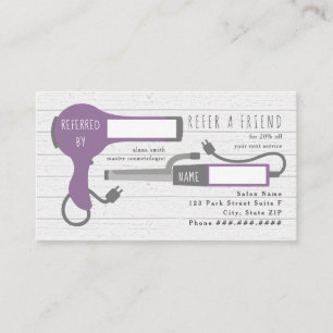 Lila Blow Dryer + Curling Järn Salon Reference Visitkort