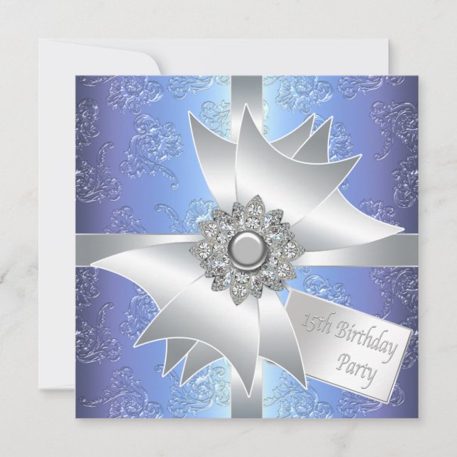 Lila Blue 15:e Födelsedagsfest inbjudan (Framsida)