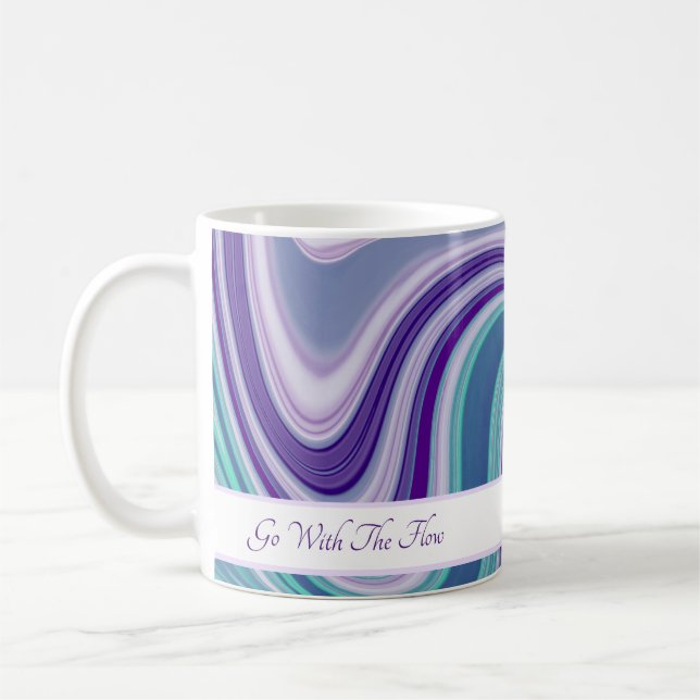 Lila Blue Abstrakt Wave Kaffemugg (Vänster)