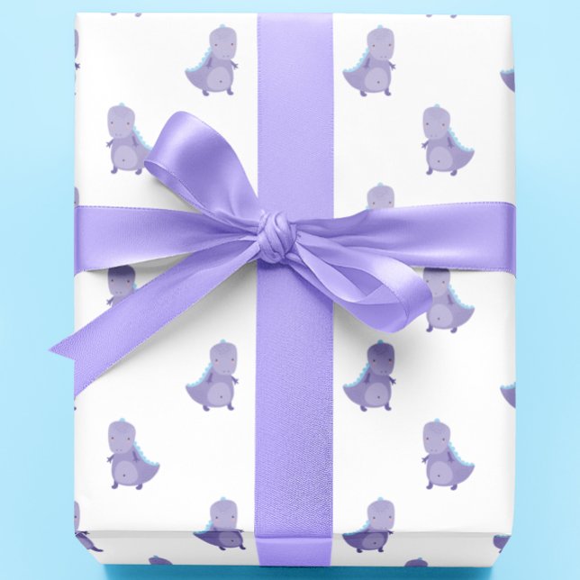 Lila Blue Baby Dinosaur Mönster Presentpapper (Skapare uppladdad)