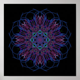 Lila Blue Black Abstrakt Art Kaleidoscope Poster