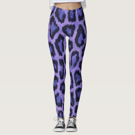 Lila Blue Black Leopard Animal Print Leggings