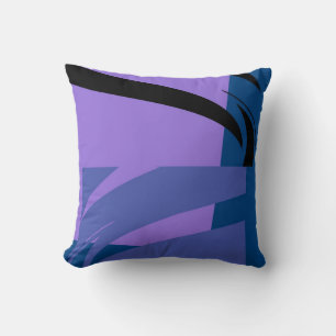 Lila Blue Black Retro Abstrakt Art Kudde
