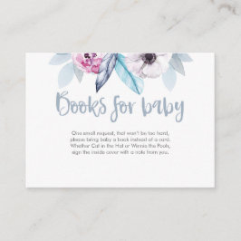 Lila Blue Blommigt Bokar för baby Baby Shower Card Tilläggskort