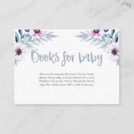 Lila Blue Blommigt Bokar för baby Baby Shower Card Tilläggskort