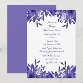 Lila Blue Blommigt Foliage Bachelorette Party Inbjudningar