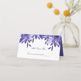 Lila Blue Blommigt Foliage Folat Bord Place Card Placeringskort