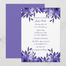 Lila Blue Blommigt Foliage Möhippa Inbjudningar