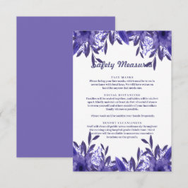 Lila Blue Blommigt Foliage Safety Measures Card Ca