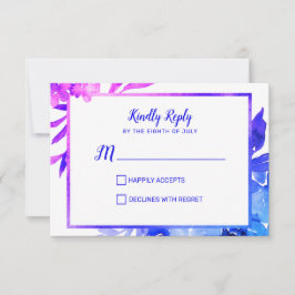 Lila Blue Blommigt Ombre Watercolor Bröllop OSA Kort
