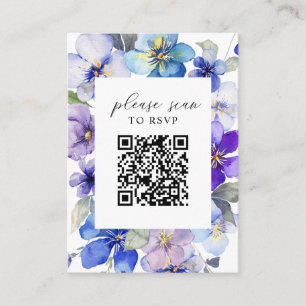Lila Blue Blommigts QR-kodBröllop OSA Tilläggskort