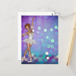 Lila & Blue Bokeh Background & Ballerina Vykort