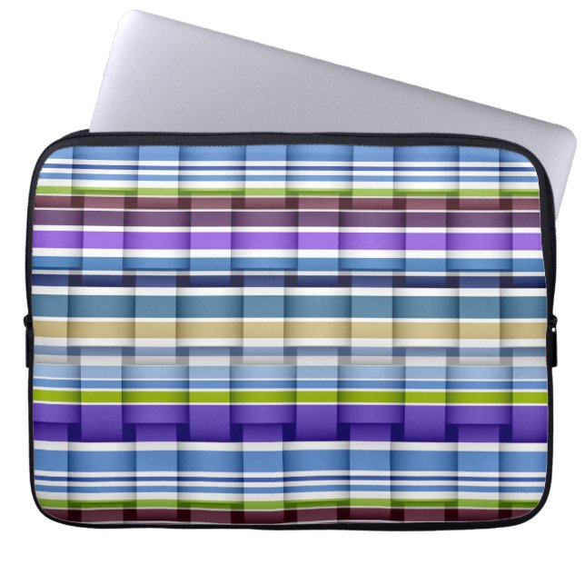 Lila Blue brunretro rand mönster Laptop Sleeve (Framsidan)