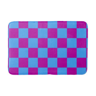 Lila Blue Checkered Mönster Badrumsmatta