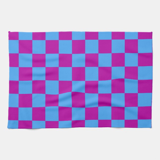 Lila Blue Checkered Mönster Kökshandduk (Horisontell)