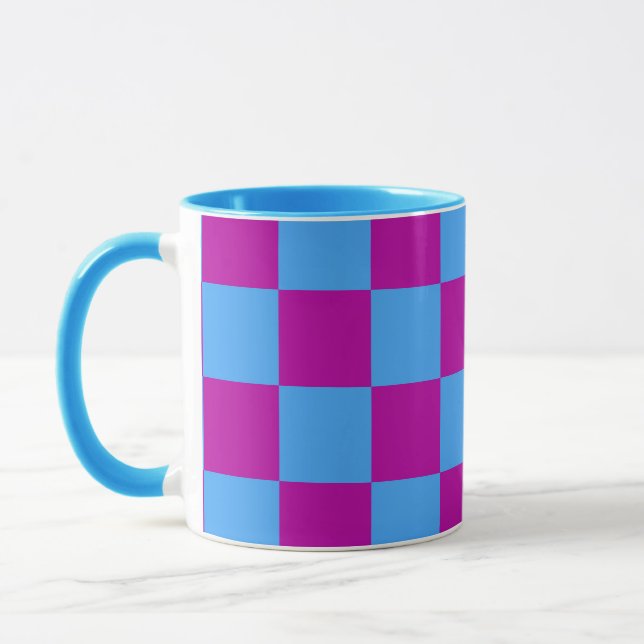 Lila Blue Checkered Mönster Mugg (Vänster)