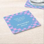 Lila Blue Checkered Retro Anpassningsbar Par Showe Underlägg Papper Kvadrat<br><div class="desc">Dessa anpassningsbarnas underlägg är ett dynamiskt och lekfullt tillskott till alla firande. De har en trendig blå och lavender-kontrollerad design och ger ett modernt men ändå vibiskt bidrag till evenemanget. Texten, som är ren och enkel typografi, skapar en balans mellan roligt och elegans i perfekten. Oavsett om du är värd...</div>