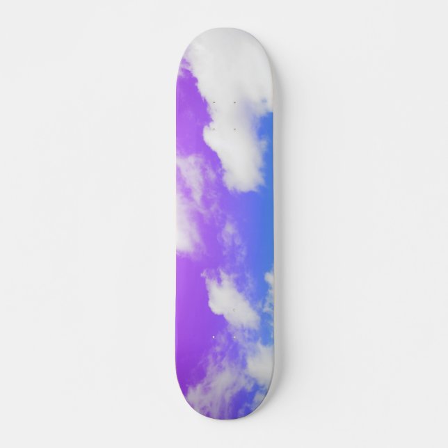 Lila Blue Clouds Himlar Mini Skateboard Bräda 18,5 Cm (Framsida)
