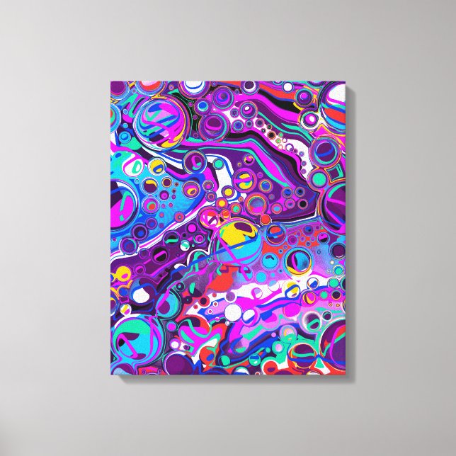 Lila, Blue Colorful Marble Fluid Art Canvastryck (Framsida)