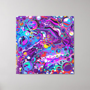 Lila, Blue Colorful Marble Fluid Art Canvastryck