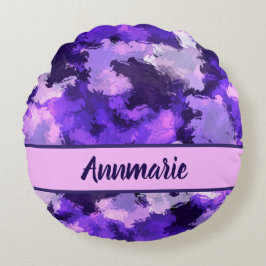 Lila Blue & Coola Abstrakt Shapes Mönster Rund Kudde