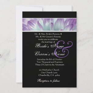 Lila Blue Dahlia Petals Bröllop Metallic Papprare Inbjudningar