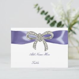 Lila Blue Diamond Bow Bord Place Card Inbjudningar