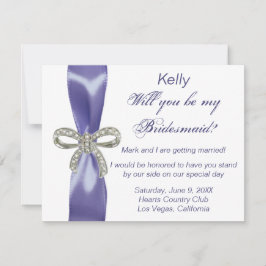 Lila Blue Diamond Bow Bridesmaid Card Inbjudningar
