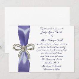 Lila Blue Diamond Bow Wedding bjudande Inbjudningar