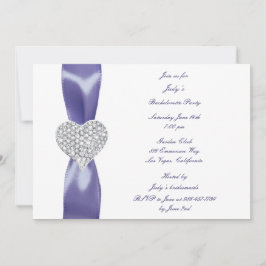 Lila Blue Diamond Heart Bachelorette Party Inbjudningar