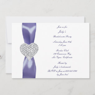 Lila Blue Diamond Heart Bachelorette Party Inbjudningar
