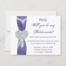 Lila Blue Diamond Heart Bridesmaid Card