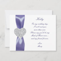 Lila Blue Diamond Heart Maid of honor Card