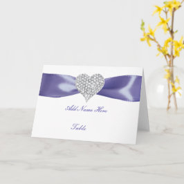 Lila Blue Diamond Heart-mappat Bord-platskort Kort