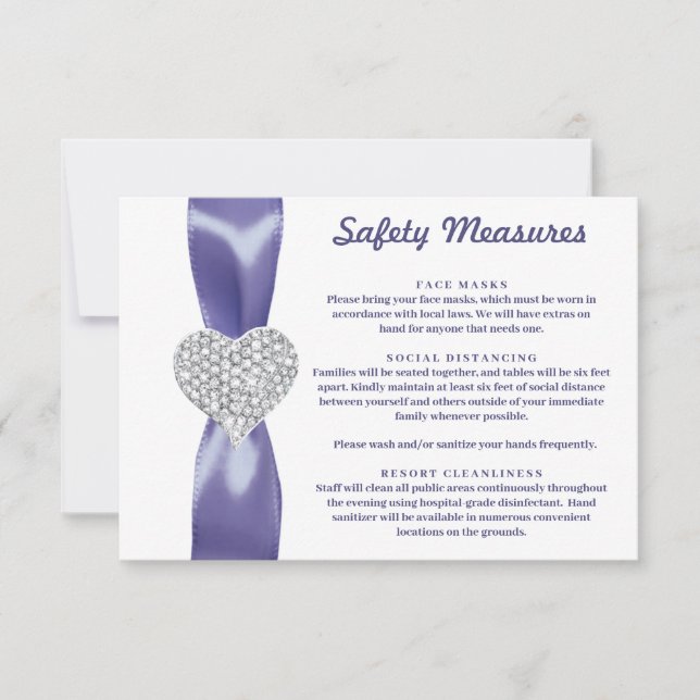 Lila Blue Diamond Heart - säkerhetsåtgärder Inbjudningar (Framsida)