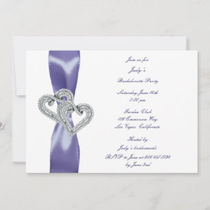 Lila Blue Diamond Hearts Bachelorette Party Inbjudningar