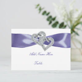 Lila Blue Diamond Hearts Bord Place Card Inbjudningar