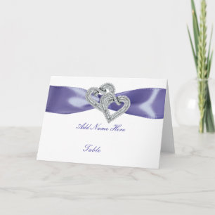 Lila Blue Diamond Hearts Foltteckning Bord Monteri Kort