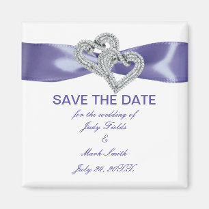 Lila Blue Diamond Hearts Spara datum magneter