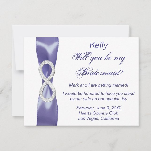 Lila Blue Diamond Infinity Bridesmaid Card (Framsida)